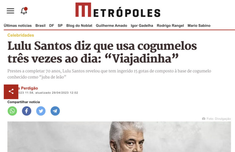 Matérias – Juba de Leão – FungihouseLulu Santos – Metrópoles